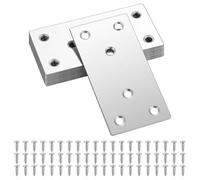 10 Pièces Plaques d'assemblage Perforée Plates, Fixation Droits Plats Plaques, Connecteurs Equerre Fixatio Plats, Connecteur Plaques de Raccord (Argent 80x40mm)