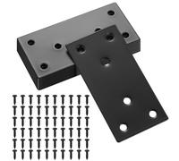 10 Pièces Plaques d'assemblage Perforée Plates, Fixation Droits Plats Plaques, Connecteurs Equerre Fixatio Plats, Connecteur Plaques de Raccord (Noir 80x40mm)