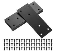 10 Pièces Plaques d'assemblage Perforée Plates, Fixation Droits Plats Plaques, Connecteurs Equerre Fixatio Plats, Connecteur Plaques de Raccord (Noir 128x48mm)