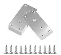 10 Pièces Plaques Perforées, Plaques Equerre d'Assemblage, Connecteur Bois, Connecteurs Plats en Acier Inoxydable, Connecteur de Réparation, Fer Plat Perforé, avec 60 Vis, 80x40x1.7mm