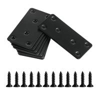 10 Pièces Plaques Perforées, Plaques Equerre d'Assemblage, Connecteur Bois, Connecteurs Plats en Acier Inoxydable, Connecteur de Réparation, Fer Plat Perforé, avec 60 Vis, 80x40x1.7mm