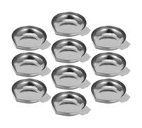 10 Pièces Plateau Métallique Rond en Acier Inoxydable, Argenté | Structure Intégrée Lisse, Lèvre Verseuse Incurvée, Transfert Facile D'échantillons, Usage Bureau Gemmologie