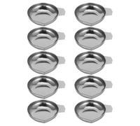 10 Pièces Plateau Métallique Rond en Acier Inoxydable | Structure Légère Compacte Lèvre Verseuse Incurvée, Surface Lisse, pour Poudres Fines et Petites Particules