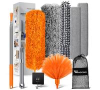 10 Pièces Plumeau Telescopique, Tete de Loup Longueur 25-250cm, Balai Toile D'Araignée, Plumeau Lavable Microfibre, Différentes Plumeaus Poussiere Telescopique pour Plafonds, Meubles, Stores