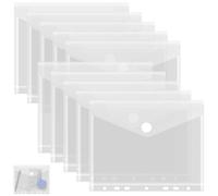 10 Pièces Pochette à Bouton Pression A5, 22.8x18cm Pochette Plastique Perforée, Pochettes avec Bouton-Pression Pochette Transparente, Pochettes Plastique A5, pour Maison, Bureau, l'école et Voyages