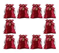 10 Pièces Pochette à Cordon Rouge en Coton pour Bonbons | Fermeture Pratique, Style Festif, pour Noces et Bal de Fin D'année, Lot Présent Invité