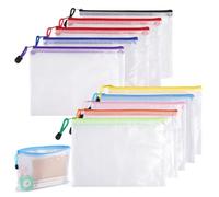 10 Pièces Pochette Zippée, Pochette Document, Pochettes Plastiques A5 | 10 Couleurs Pochettes Fermeture Eclair, Imperméable, pour Papier, Documents, Feuille d'Examen, Fournitures de Bureau