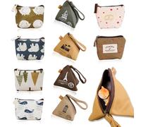 10 Pièces Pochettes Porte-Monnaie en Toile, 2 Styles Mini Bourses avec Fermeture Éclair pour Rangement, Trousse de Cosmétiques pour Cartes Pièces et Clés en Voyage