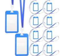 10 Pièces Porte-badge Transparent Double Face avec Lanière Bleue | ABS Polyester, Affichage Visible et Accès sans Contrainte, Bureaux Écoles, Cartes Visiteurs et Badges