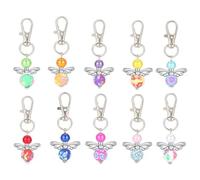 10 Pièces Porte-clés ange gardien, Porte-clés Pendentif Ange, Pendentif ange perlé, Ange Gardien Porte clés, Cadeau Invité, Mariage Anniversaire Noël Baptême Communion(Couleur Aléatoire)