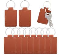10 Pièces Porte-Clés en Cuir avec Porte-clés Anneau de Porte-clés Marron Rectangulaire Porte Clé Personnalisé Porte-clés en Cuir pour la Fabrication d'Artisanat en Cuir de Lanière de Clé
