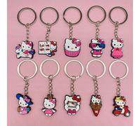10 pièces Porte-clés plat 2D Sanrio Hello chat, décoration de sac à dos, pendentif en PVC exquis, cadeau idéal comme accessoire de sac à dos 10PCS-A,10PCS-B,10PCS-C,10PCS-DCartoonAlliage de zinc