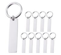 10 Pièces Porte-clés Vierges Rectangle en Acier Inoxydable | Surface Lisse, Usage Polyvalent, pour Voyages et Salles de inition Argentée, Idée Présent Noël et Saint-valentin