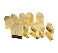 10 Pièces Porte-numéros de Table en Arche Dorée, 17,5x12,6 CM | Finition Miroir, Bords Polis, Montage Simple, Nettoyage Facile, Protection du Plateau pour Mariages et Banquets