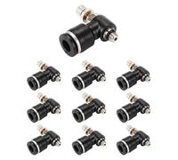 10 Pièces Pousser pour Connecter la Vanne de Contrôle du Débit d'Air, Tube Noir 8 mm OD x M5 Filetage Mâle Coude à 90 Degrés Vanne de Contrôle de Vitesse Connecteur Pneumatique Raccords Rapides