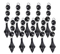 10 pièces prismes de lustre en cristal, cristal acrylique clair lustre feuille d'érable prismes pendentifs suspendus pendentifs en cristal de verre perles(Noir)