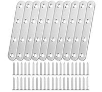 10 PièCes Raccord Plat En Acier Inoxydable Avec 40 Vis, éQuerre En Acier Inoxydable, éQuerre Plate Pour La Fixation De Bureaux, Meubles En Bois, Meubles, Armoires (Argent)