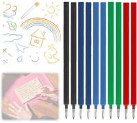 10 Pièces Recharge Stylo Gel Effaçable, Compatibles Avec Legami, Recharges Effaçables De Couleur, Pointe 0,7 Mm, Emballage Simple(2 Noires + 2 Bleues Encre+2 Bleus Vif+ 2 Rouges+2 Vert)