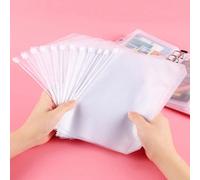 10 pièces Recharges de cahier format A6 Sac de rangement en PVC avec fente pour carte, fermeture éclair et pages séparatrices Taille UniqueEVA