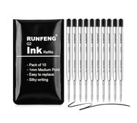 10 Pièces Recharges de Stylo Bille Multifonction,Recharges universelles longueur 9.8 cm,Recharge Standard Internationale,Pour l'école, le bureau (Nero)