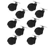 10 Pièces Roulettes Robustes Pivotantes 1 Pouce en PP et Fer | Frein, Plaque Supérieure, 44 Lb de Charge, Silencieuses, Résistantes à L’usure, pour Chaise et Bureau