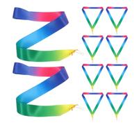 10 Pièces Ruban de Récompense pour Médailles, Crochet Triangulaire | Polyester, Coton et Alliage, Couleurs éclatantes, Port Prolongé, Courses Extérieures et Tournois