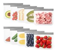 10 Pièces Sac Congelation Reutilisable 22x19 cm/8.7x7.5 in, Imperméables étanches Sachet Congelation Zip, Sac de Congélation en Silicone Sans Bpa, Adaptés aux Légumes, Lait, Collations, Viande