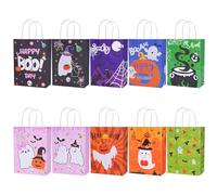 10 Pièces Sacs Cadeaux Halloween,Pochette Cadeau Papier D'Halloween,Sachet Bonbon Halloween, Enfants Pochette Cadeau Papier pour Cadeaux Bonbons,Halloween Sacs Bonbons avec Poignée