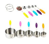 10 pièces Scoop avec Clip, cuillère avec règle de mesure, Mesurer les cuillères, Bouton cuillère à mesurer en métal, Cuillère À Mesurer En Acier Inoxydable pour Sec et Liquide ingrédients
