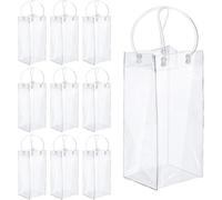 10 Pièces Sec Champagne PVC Transparent, Ice Bag, Sac Glace Bouteille De Vin, Sec Glace Refroidisseur Bouteille, Sac Bouteille Glacon, Sac Glacon Vin, Sac Glace Vin Avec Poignée pour Les Glaçons