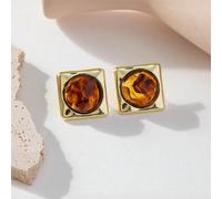 10 pièces/set, 2 pièces de boucles d'oreilles minimalistes à la mode de couleur ambre, nouvelles boucles d'oreilles à tige de style Hong Kong 2026 pour femmes, boucles d'oreilles de luxe de couleur ca