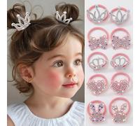 10 pièces/set Accessoires cheveux pour filles: diadème strass brillant, papillon, cœur, lapin. Pinces à cheveux de princesse, élastiques à cheveux, barrettes mignonnes pour petites filles Animal,Carto