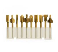 10 Pièces Set Boîte 3mm Hss Titane Routeur Bits Bois Cutter Fraisage Convient Dremel Rotatif Outil Gravure Machine Couteau Affûtage Fente