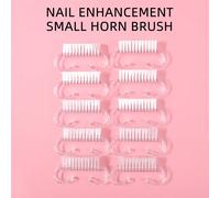 10 pièces/set Brosse à ongles transparente en forme de croissant, brosse pour retirer la poussière et la poudre pour les ongles, petite brosse en corne de vache, brosse de nettoyage pour poudre trempé