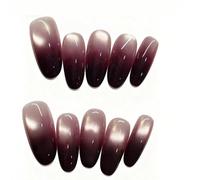 10 pièces/set, créez instantanément des designs de manucure haut de gamme ! Autocollants d'ongles en forme d'amande, design à finition perlée dégradé noir-violet, mettant en valeur un charme sombre at