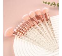 10 pièces Set de pinceaux de maquillage ergonomiques à poignée spirale dorée en forme de licorne, convient pour ombre à paupières, blush, poudre minérale et maquillage liquide. Fibres douces, recomman