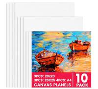 (10 pièces) Set de toile a peindre, toile vierge blanches tendues pour peinture acrylique et aquarelle, toiles en coton pour tableau peinture, pour enfants, débutants et artistes.