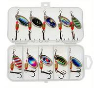 10 pièces/set Leurre de pêche Spinner Bait Bass Truite Saumon Leurres métalliques durs avec boîtes à accessoires 1 ENSEMBLEAcier inoxydable