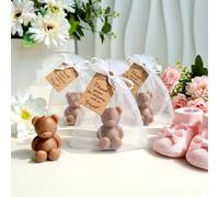 10 pièces/set Petits cadeaux de fête pour bébé Mini bougies ours, 10 pièces de bougies ours en forme de boîte artisanale emballées, en vrac, convient pour baby shower, anniversaire, mariage, décoratio