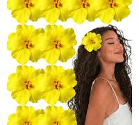 10 pièces/set Pinces à cheveux fleurs d'Hawaï, Pinces à cheveux fleurs d'hibiscus et de lotus pour femmes, Pinces à cheveux fleurs artificielles à la mode, Accessoires pour cheveux pour fête de plage 