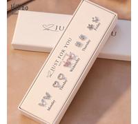 10 pièces/set Zircone rose Sakura, cœur creux, papillon complet, trèfle à quatre feuilles, petite fleur creuse 5 éléments, style polyvalent, délicat et dynamique, à porter seul pour un look frais ou e