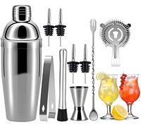 10 Pièces Shaker Cocktail, Kit Shaker à Cocktail en INOX 750ml Ensemble de Barman Professionnel Shaker Cocktail pour Barman Mojito Cocktails