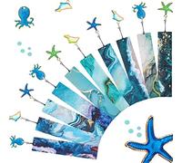 10 Pièces Signets d'Océan, Marque-Page pour Enfants, Marqueur de Page pour Étudiants Enseignants Lecture avec 10 Pendentifs d'Animaux Marins Multi-Océans pour École Salle de Classe