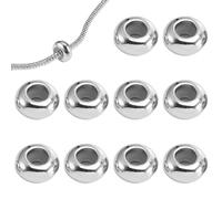 10 Pièces Spacer Stopper Breloques en Acier Inoxydable avec Élément en Caoutchouc Stoppeur Charms Pour Bracelets Européens à Faire soi-même (Argent)