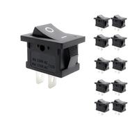 10 pièces SPST Snap-in ON-Off 2 broches rond Snap interrupteur de bateau à bascule noir AC 250V 6A 125V 10A for le remplacement des appareils ménagers(10pcs rocker black)