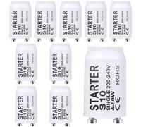 10 Pièces Starter Neon S10 Starter Tube Fluorescent 4-80W 200-240V Remplacement Démarreur de Lampe pour Tubes Lampes Lumière fluorescentes Commutation Individuelle des Tubes Fluorescents