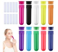 10 Pièces Stick Inhalateur pour Huiles Essentielles, Tubes Inhalateurs Réutilisable Plastiques Vides Aromathérapie avec Mèches(10 Couleurs)