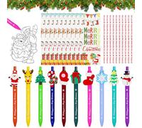10 Pièces Stylo Bille de Noël, 10 Carte de Noël mit 10 Serre-Câbles, Stylo Retractable, Stylo Bille Noel Lot, Papeterie Noel, Fournitures de Bureau, Stylos Fantaisie de Noë, Sac Cadeau de Fête