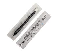 10 pièces Stylo Jetable Microblading manuel sourcil aiguilles de avec applicateur de pigment pour le maquillage permanent sourcils tatouage emballage blister (18U-0.20mm)
