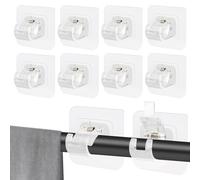 10 Pièces Support Tringle Rideaux Sans Percage,Supports de Tringle Auto Adhésifs Transparent,Support AméLioré Rideaux,Sans Percage Support Crochets pour la Maison, la Salle de Bain